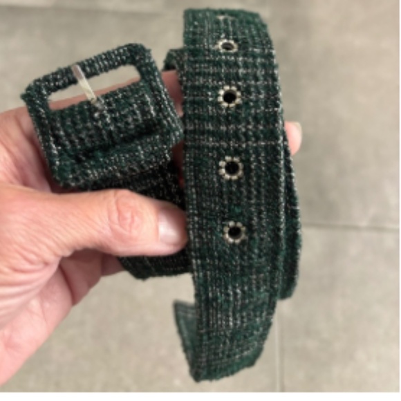 Zara Retro Vibes Tweed Belted Mini Dress - Green/Black Size M - Picture 7 of 9